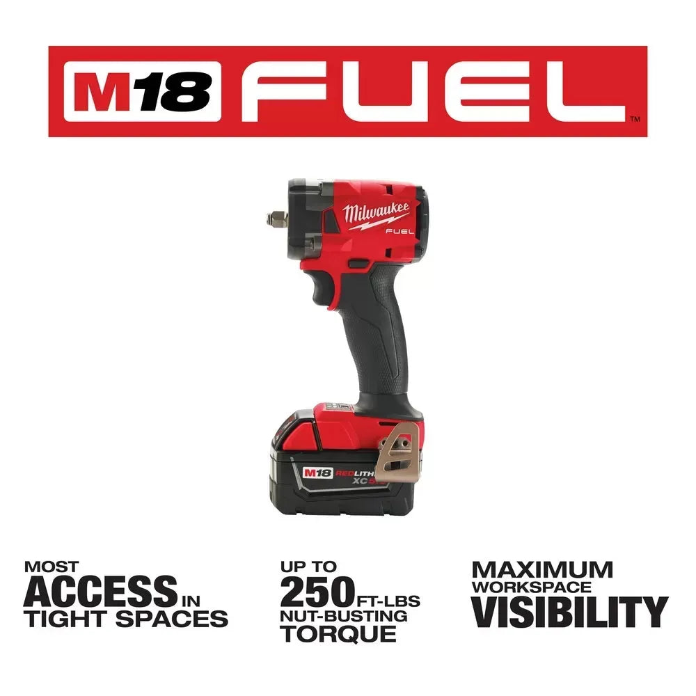 Milwaukee Pre-Sale 2854-22R M18 FUEL 18V 3/8 Compact Impact Wrench w/ Friction Ring Kit