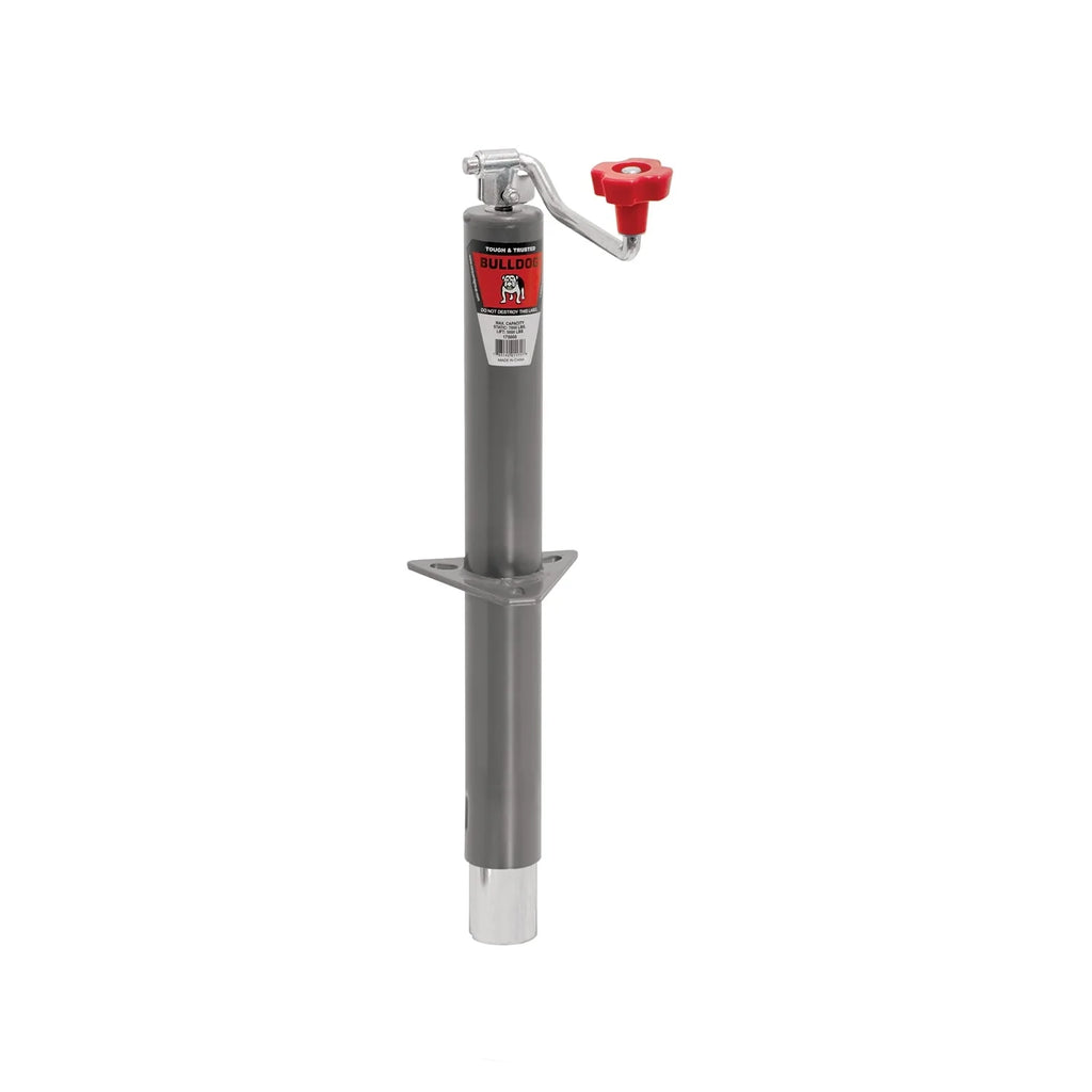 BULLDOG 175000 Round Trailer Jack, A-Frame, 5,000 lbs. Lift Capacity, Topwind, Bolt-On, 15 Inch Travel