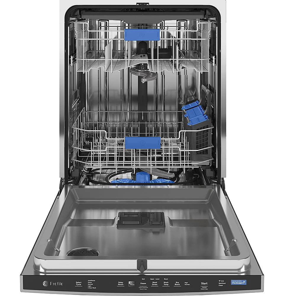 GE Profile - Top Control Built-In Stainless Steel Tub Dishwasher with 3rd Rack and Microban, 42dBA - Stainless steel