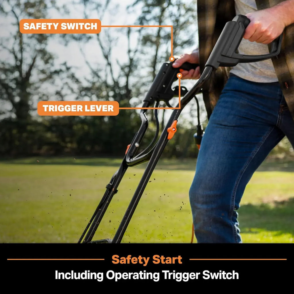 LawnMaster TE1318W1 Corded Electric Tiller 13.5-Amp 18-Inch Orange