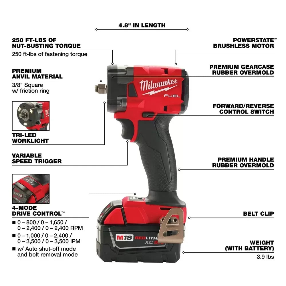 Milwaukee Pre-Sale 2854-20 M18 FUEL 18V 3/8 Impact Wrench w/Friction Ring -Bare Tool