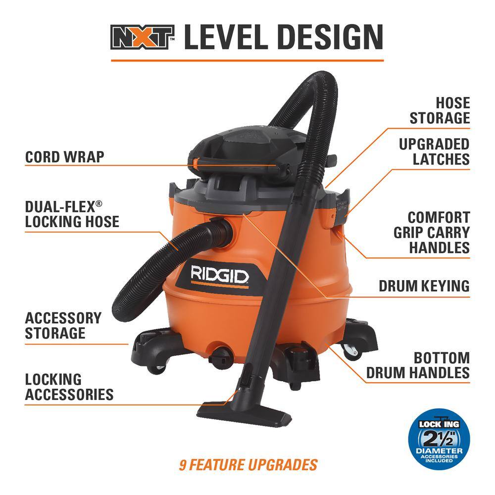 16-Gallon 6.5 Peak HP Wet/Dry Shop Vacuum, HD1600