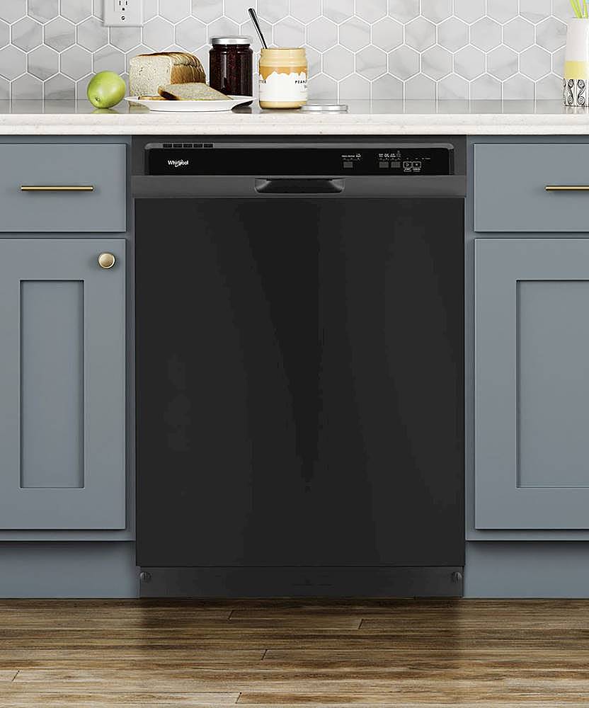 Whirlpool - 24 Front Control Built-In Dishwasher with 1-Hour Wash Cycle, 55dBA - Black