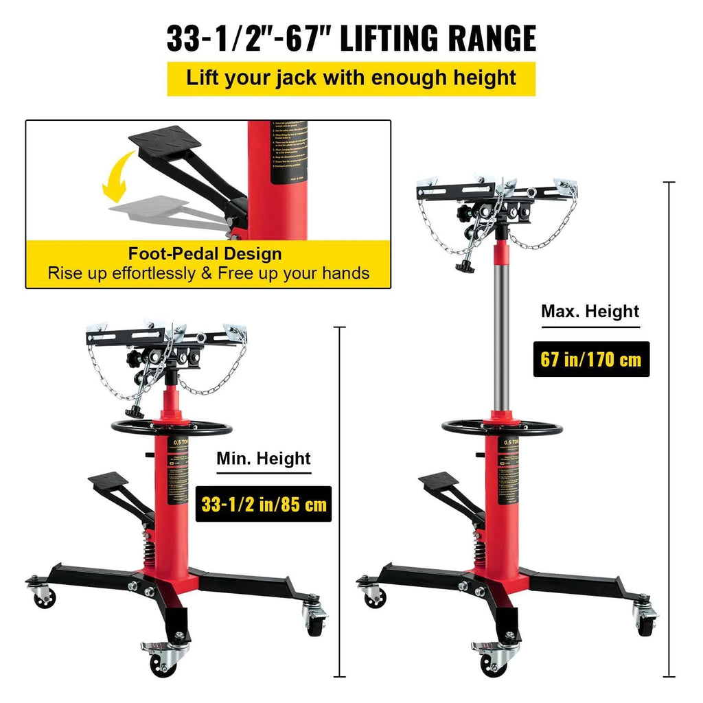 BENTISM Transmission Jack 1100 lbs 2-Stage Hydraulic High Lift Vertical Telescopic,Red