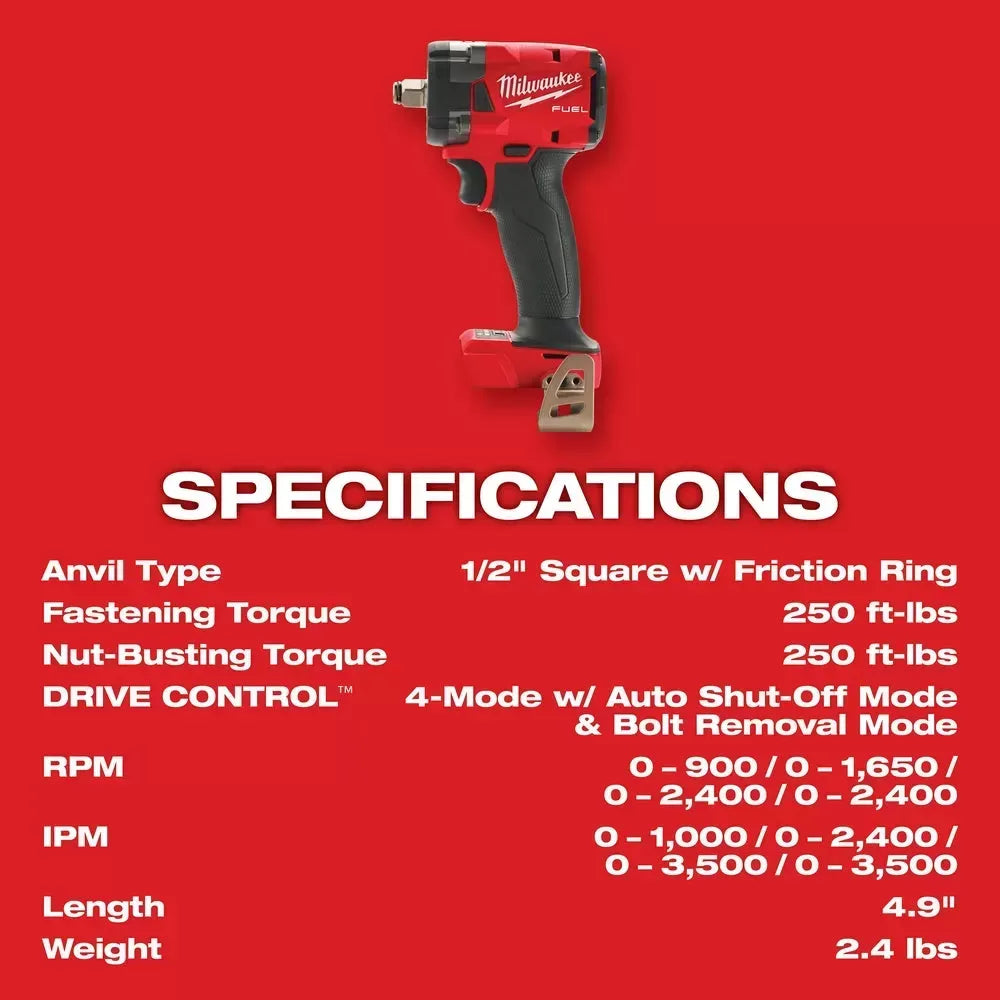Milwaukee Pre-Sale 2855-20 M18 FUEL 18V 1/2 Impact Wrench w/Friction Ring -Bare Tool