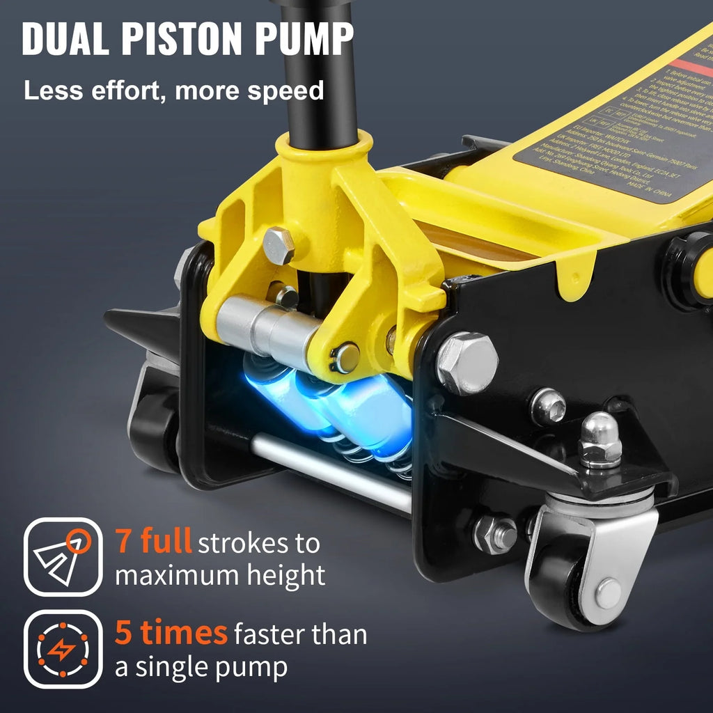 BENTISM Low Profile Floor Jack 4 Ton Heavy Duty Steel Dual Piston Rapid Pump