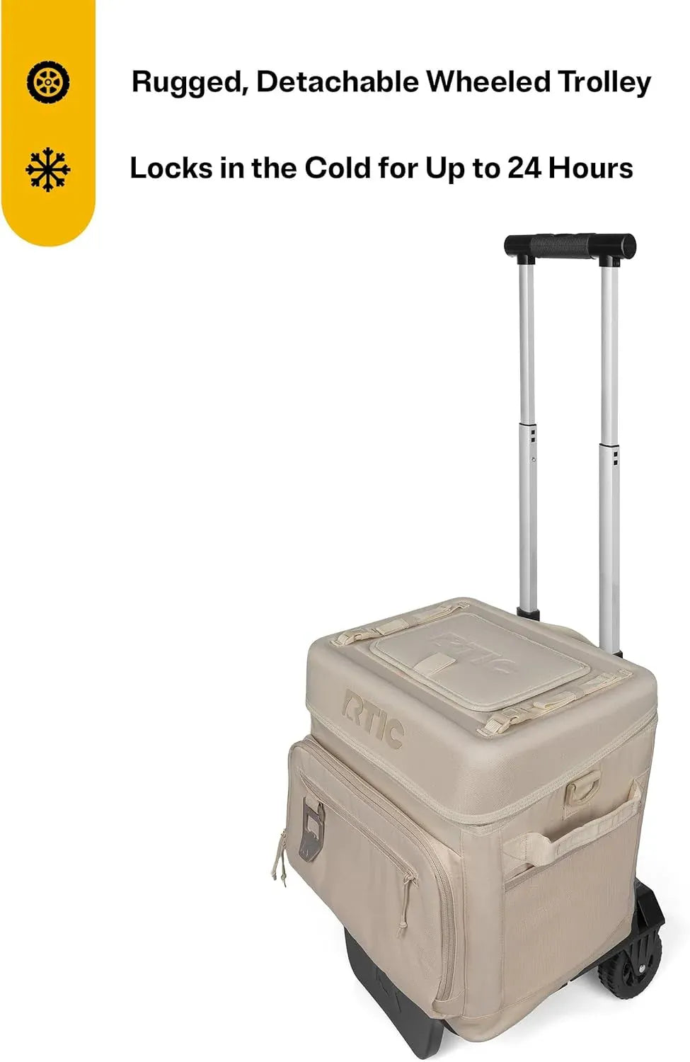 RTIC 40 Can Everyday Wheeled Cooler, Soft Sided Insulated Portable Rolling Collapsible Cooler Bag with Wheels and Handle for Outdoor, Beach, Camping, Sports, Travel, Leakproof