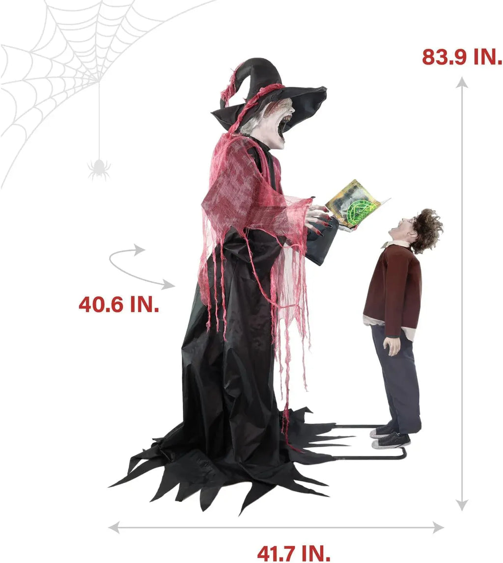 Haunted Hill Farm 7-Ft Animatronic Soul Harvester by Tekky, Halloween Animatronic, Spooky Prop & Party Decoration, Indoor & Covered Outdoor Creepy Witch Decor Motion-Activated Lights & Sound, LifeSize