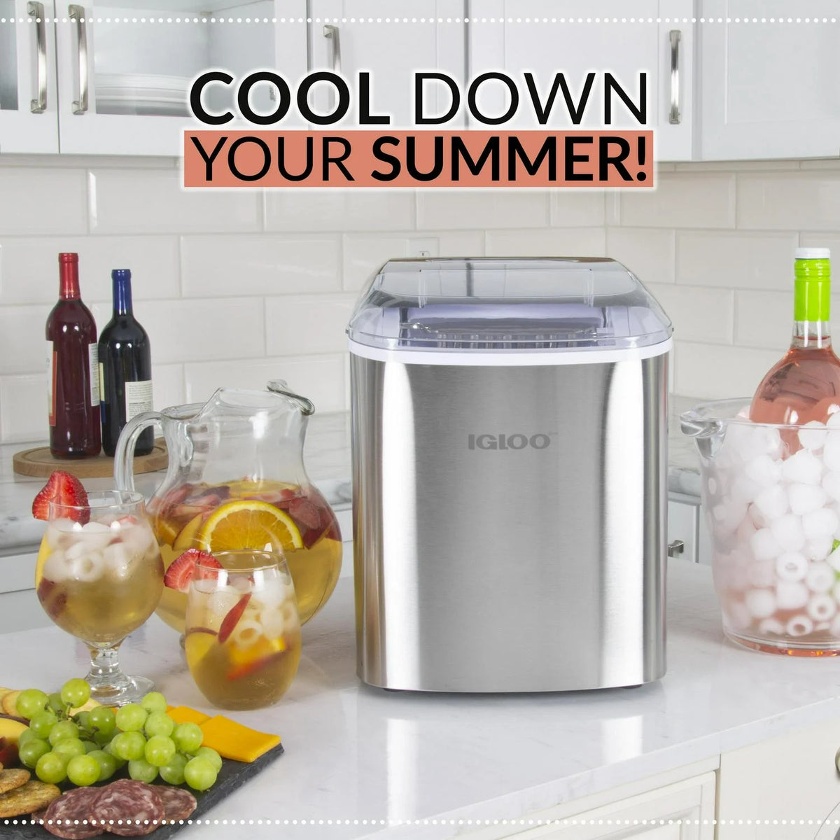 Igloo IGLICEB26SS 26-Pound Automatic Portable Countertop Ice Maker Machine Stainless Steel