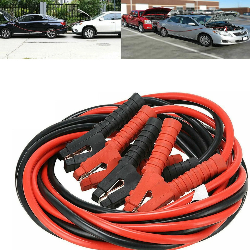 Pixnor 6m 3000A Car Battery Power Emergency Cable Jump Start Firing Line Power Wire Copper Clip Clamp Boost Cord Corriente Bateria Auto (Black and Red)