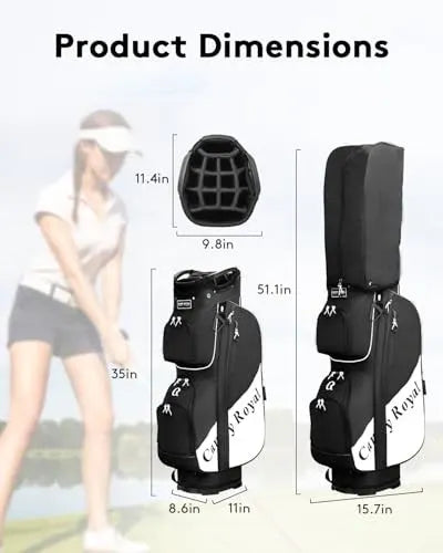 Golf Cart Bag:14 Way Full Length Divider Top Lightweight with Cooler black