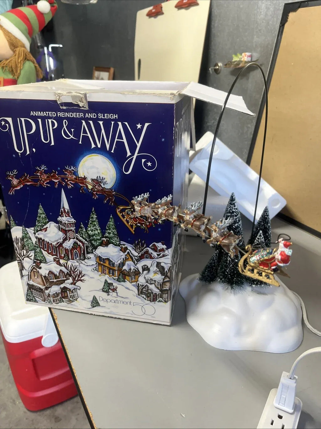 Department 56 Animated Reindeer And Sleigh Up Up & Away Holiday Christmas