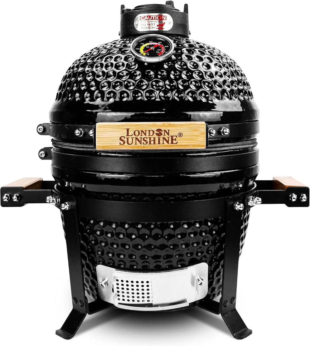 Ceramic Charcoal BBQ Kamado Grill Smoker - Portable Tabletop Cadet Series -Orange