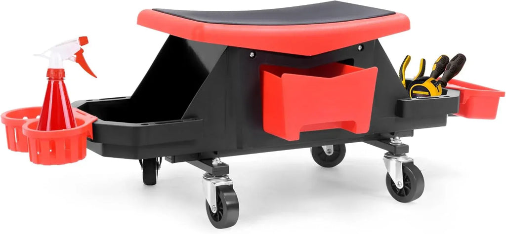 Mechanic Stool, 300 LBS Garage Stool on Wheels, Heavy Duty Rolling Mechanics Seat, Rolling Stools Seat with Wheels for Automotive Auto Repair, Shop