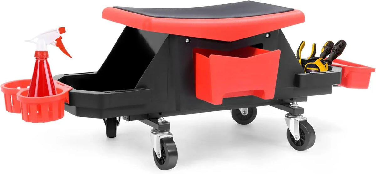 Mechanic Stool, 300 LBS Garage Stool on Wheels, Heavy Duty Rolling Mechanics Seat, Rolling Stools Seat with Wheels for Automotive Auto Repair, Shop