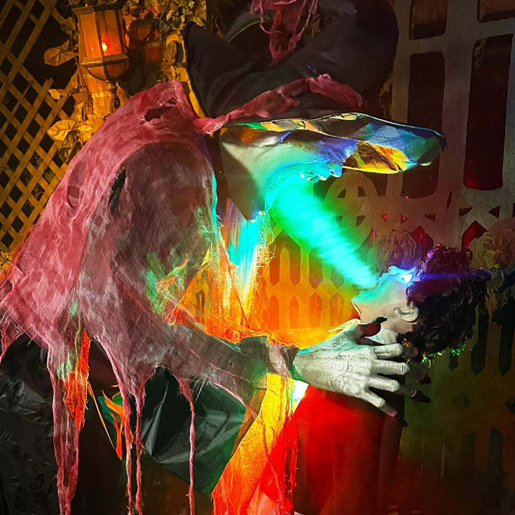 Haunted Hill Farm 7-Ft Animatronic Soul Harvester by Tekky, Halloween Animatronic, Spooky Prop & Party Decoration, Indoor & Covered Outdoor Creepy Witch Decor Motion-Activated Lights & Sound, LifeSize