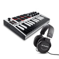 AKAI Professional MPK Mini White MK3 and M-Audio HDH40-25-Key USB MIDI Keyboard Controller with Beat Pads, Studio Headphones and Software Suite