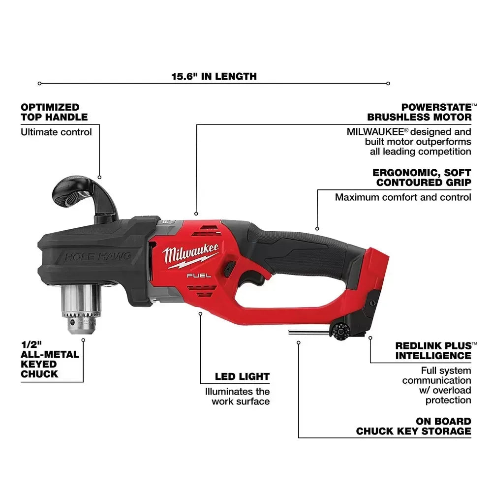 Milwaukee Pre-Sale 2807-20 M18 FUEL 18V 12 HOLE HAWG Right Angle Drill -Bare Tool