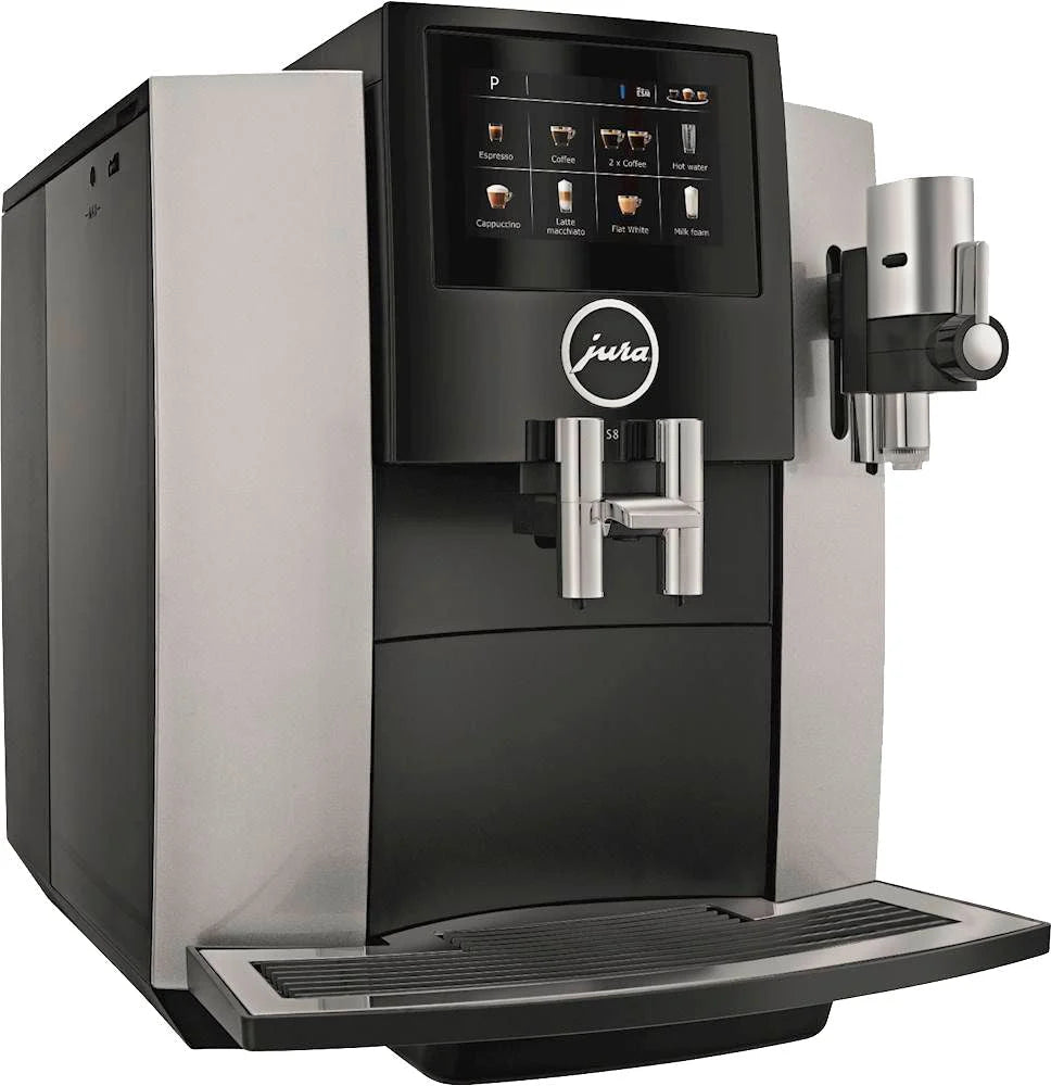 Jura - S8 Espresso Machine with 15 bars of pressure and Milk Frother - Moonlight Silver