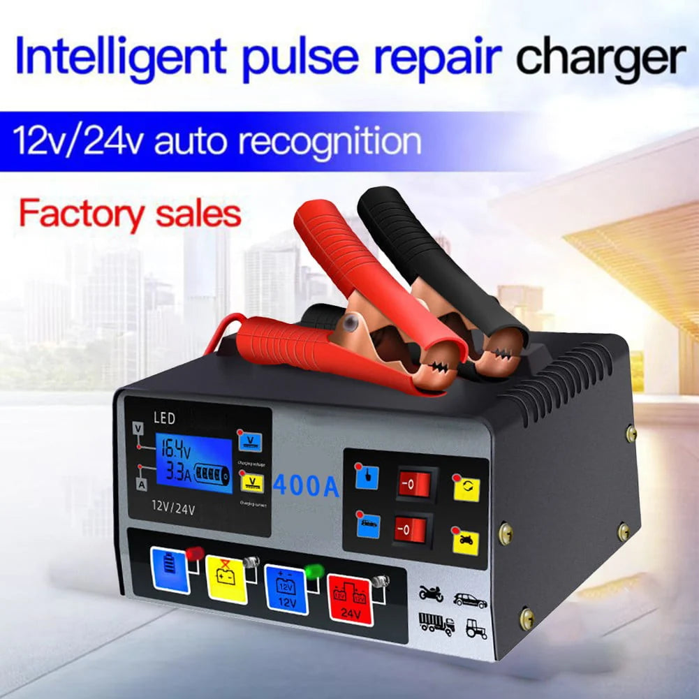 Car Battery Charger Fully Automatic High Frequency Intelligent Pulse Repair LCD