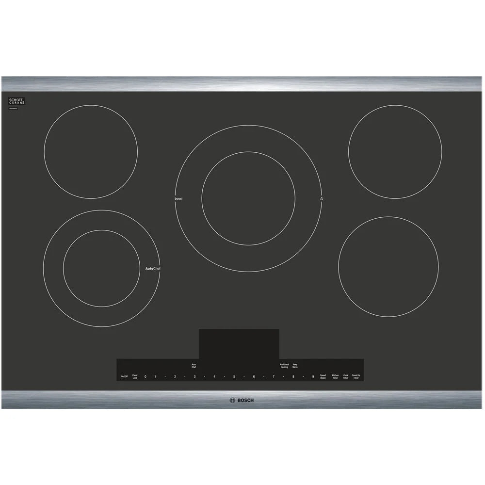Bosch - Benchmark Series 30 Built-In Electric Cooktop with 5 elements and Stainless Steel Frame - Black with Stainless Steel Trim
