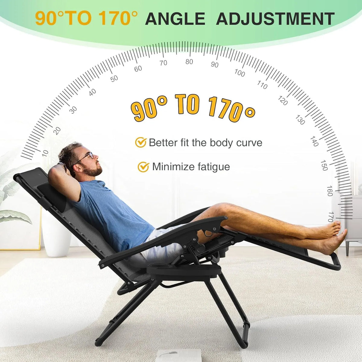 Zero Gravity Chairs Set of 2, Zero Gravity Lounge Chair w/Upgraded Lock, Big Cup Holder and Pillow, Reclining Patio Chairs Folding Recliner for Indoor and Outdoor