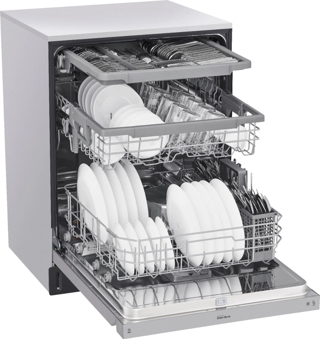 LG - 24 Front Control Smart Built-In Stainless Steel Tub Dishwasher with 3rd Rack, Quadwash, and 48dba - Stainless steel
