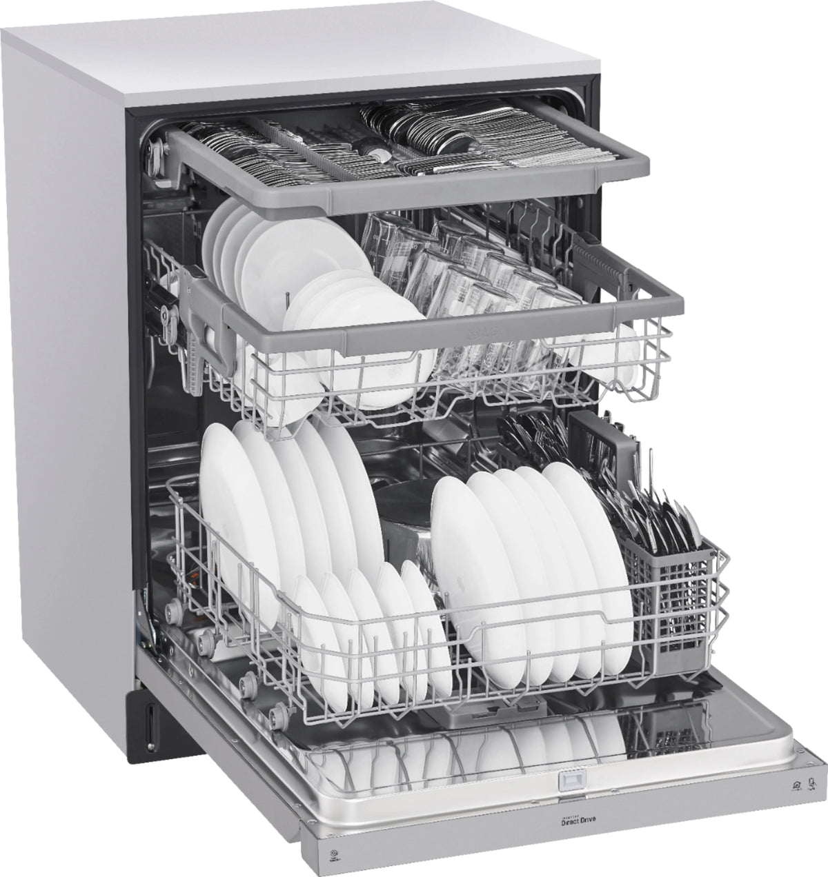 LG - 24 Front Control Smart Built-In Stainless Steel Tub Dishwasher with 3rd Rack, Quadwash, and 48dba - Stainless steel