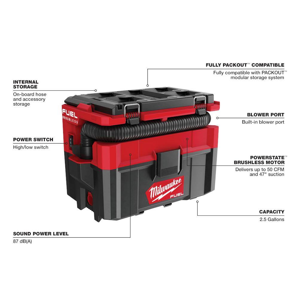 0970-20 Cordless 2.5-Gallon Wet/Dry Jobsite Vacuum with Battery and Charger