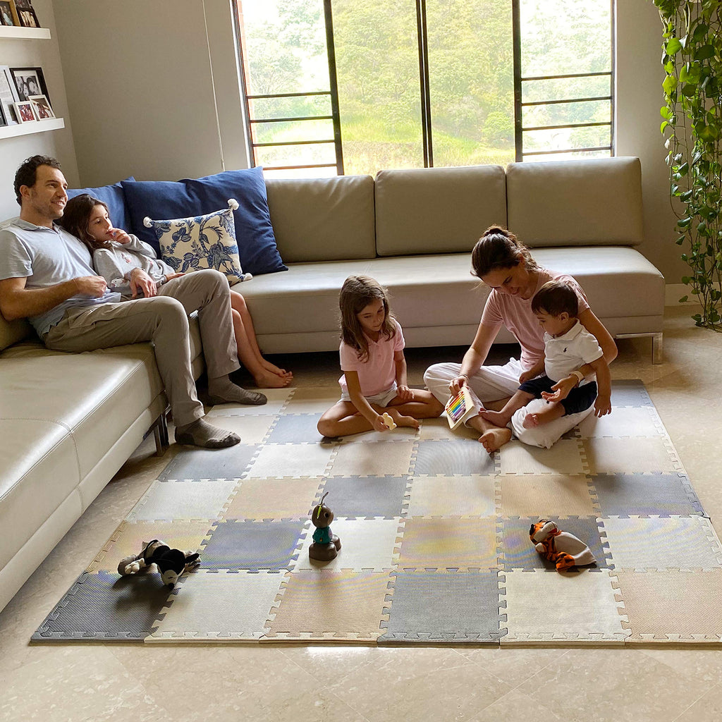 Baby Play Mat, Soft Interlocking Foam Floor Tiles, 74x74 Playpen Mat for Crawling and Development