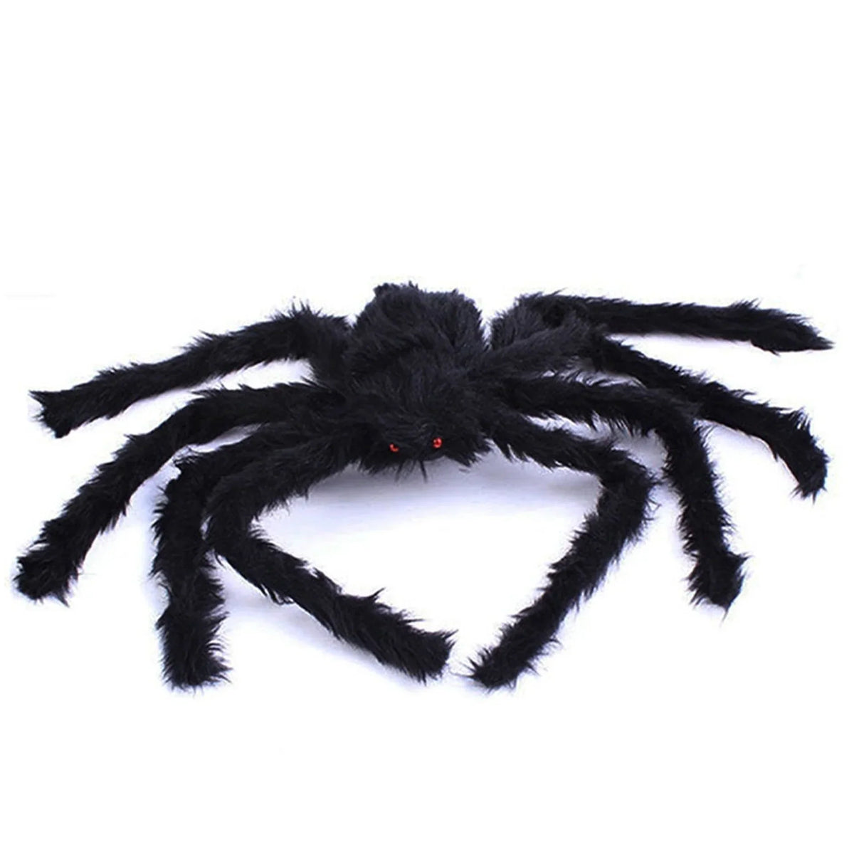 29.5 Inch Halloween Spider with Bendable Wire Legs and Black Wool Body, Red Eyes