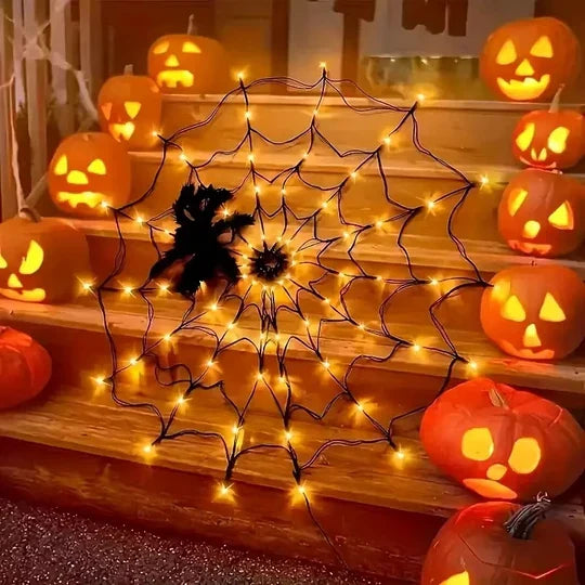 Halloween Spider Web Lights Outdoor with 80 Purple LEDs