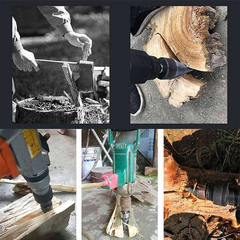Drill Bits for Wood, Shank Firewood Splitting Drill Bit Works with Any  Drill