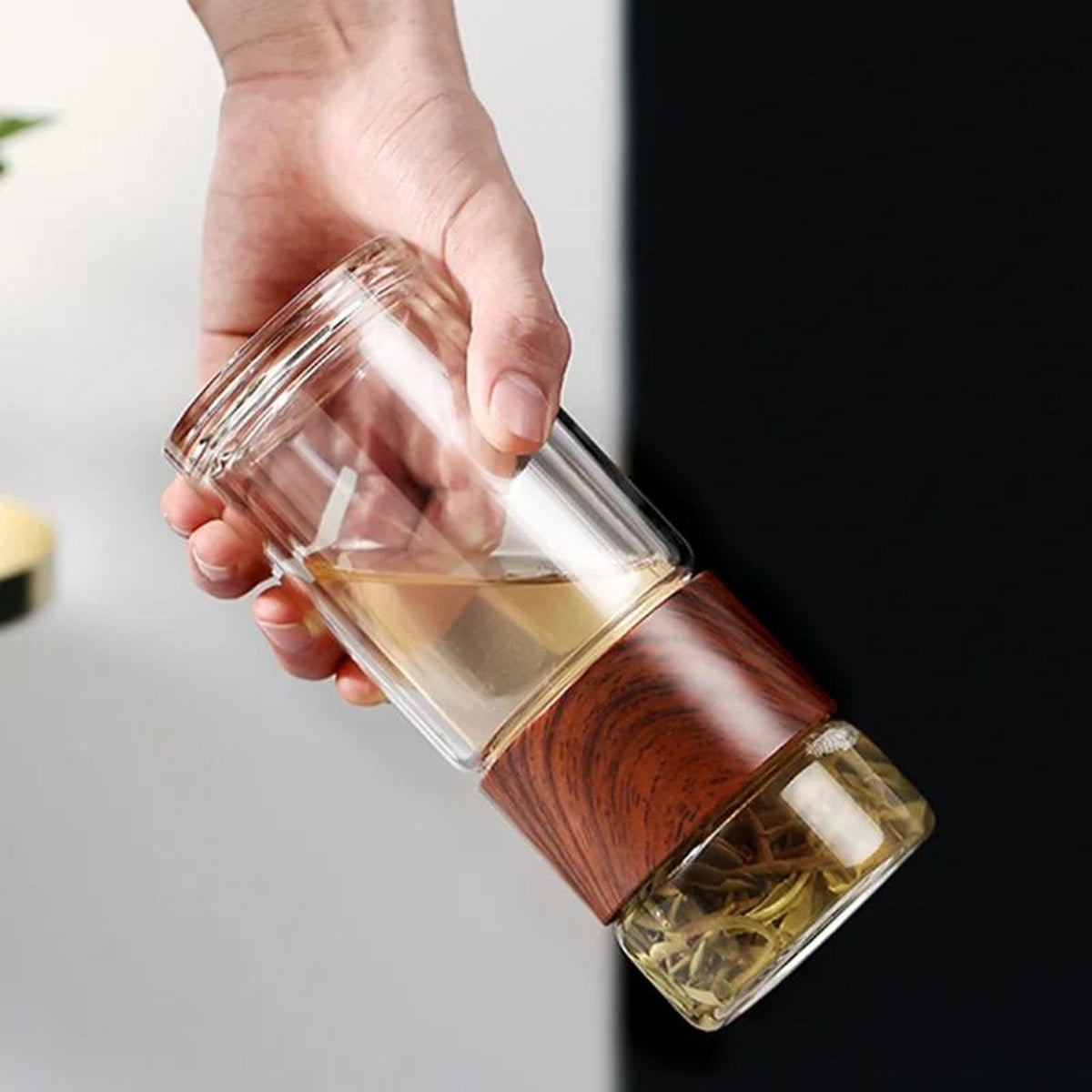 Glass Tea Infuser Bottle with Built-in Stainless Filter and Double Wall Insulation,  201-300ml