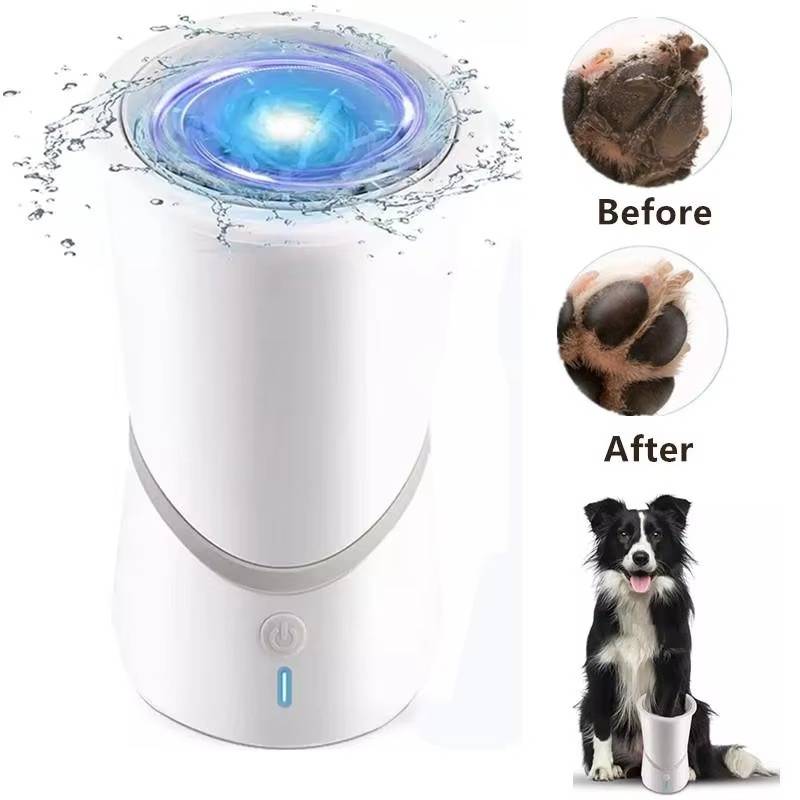 Dog Paw Cleaner with Rotating Silicone Brushes and Dual Speed  Settings
