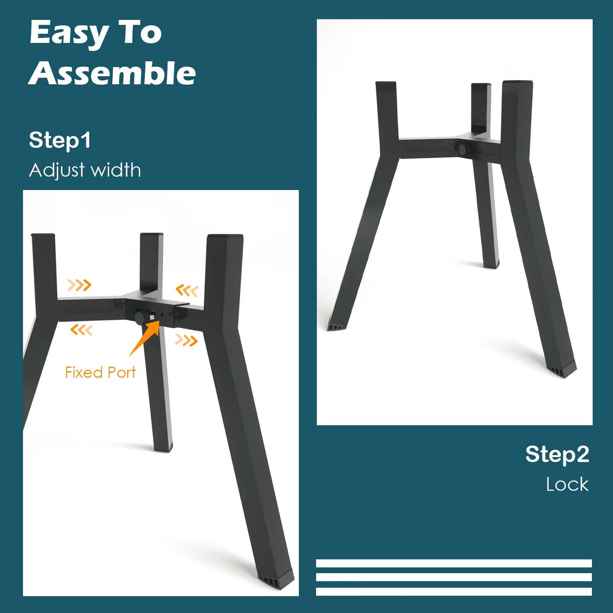 Dog Bowl Stand with Adjustable Width and Foldable Metal Frame, 13.7in  Height