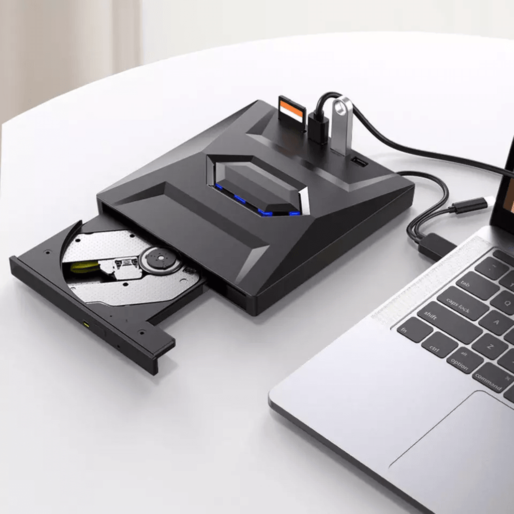 External Optical Drive with SD Card Slot and USB Hub for PC Mac  Laptops