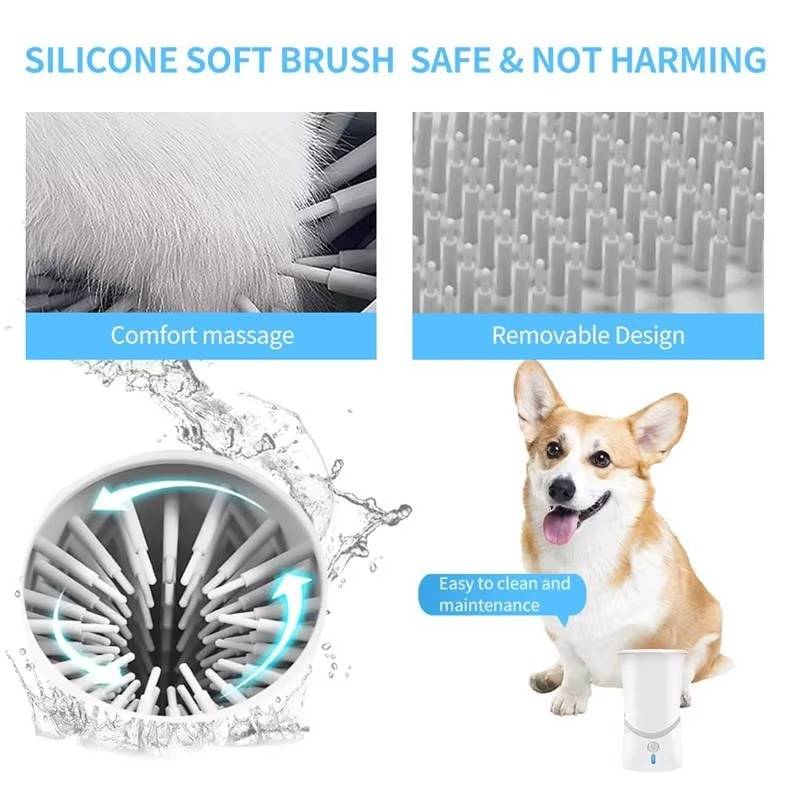 Dog Paw Cleaner with Rotating Silicone Brushes and Dual Speed  Settings