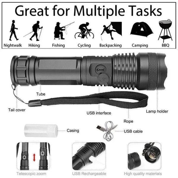 90000 Lumens Ultra Bright Rechargeable Flashlight