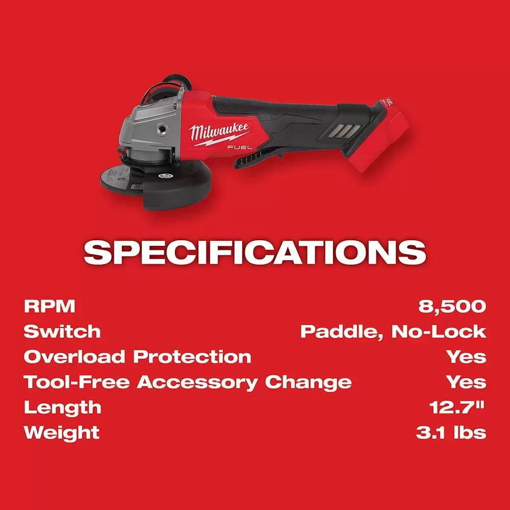 Milwaukee Pre-Sale 2880-22 M18 FUEL 18V 4-1/2 / 5 Grinder Paddle Switch No-Lock Kit