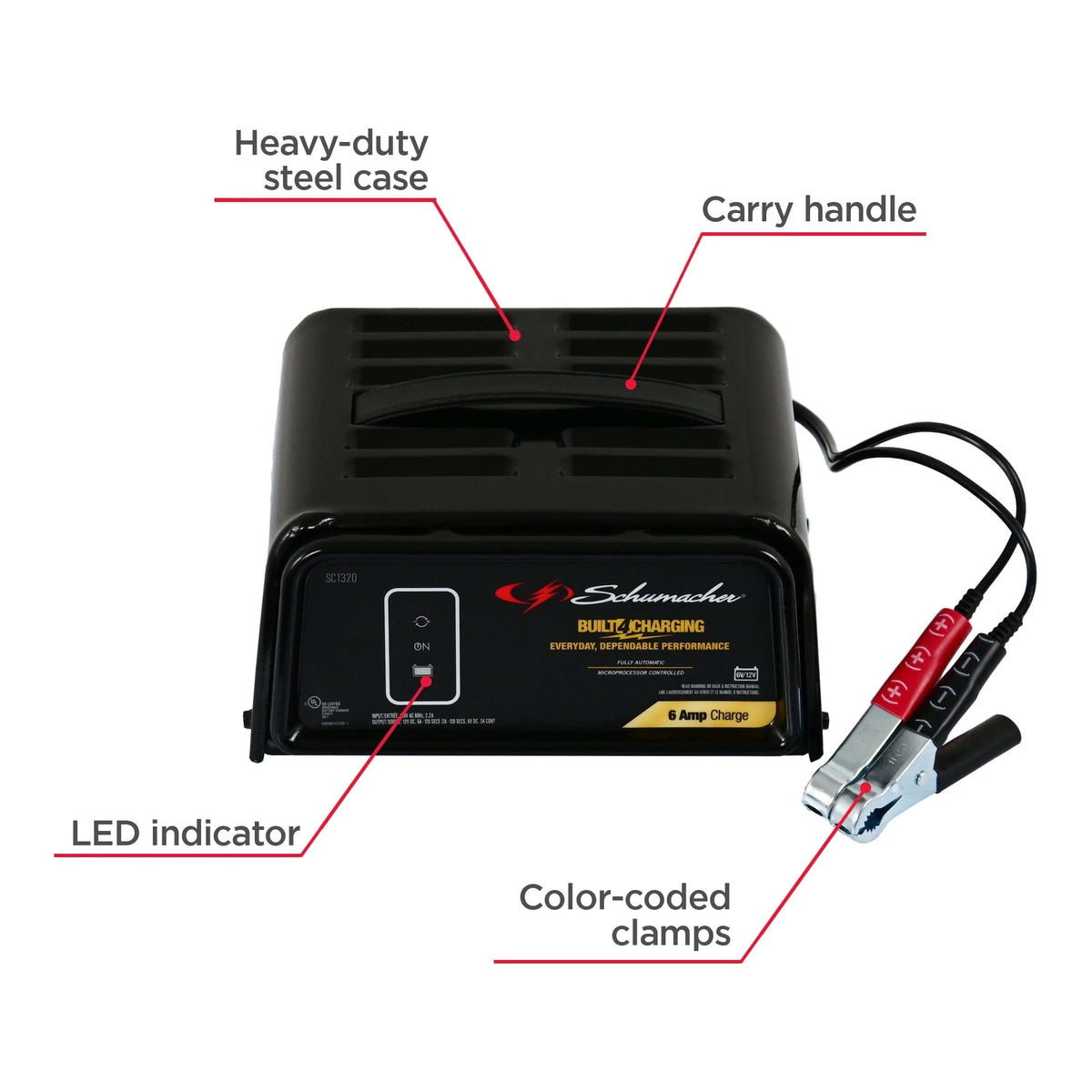 Schumacher SC1320 6-Amp 6V/12V Fully Automatic Battery Charger and Maintainer, New in Box