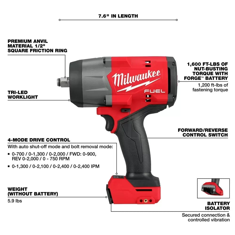 Milwaukee Pre-Sale 2967-20 M18 FUEL 18V 1/2 High Torque Impact Wrench - Bare Tool