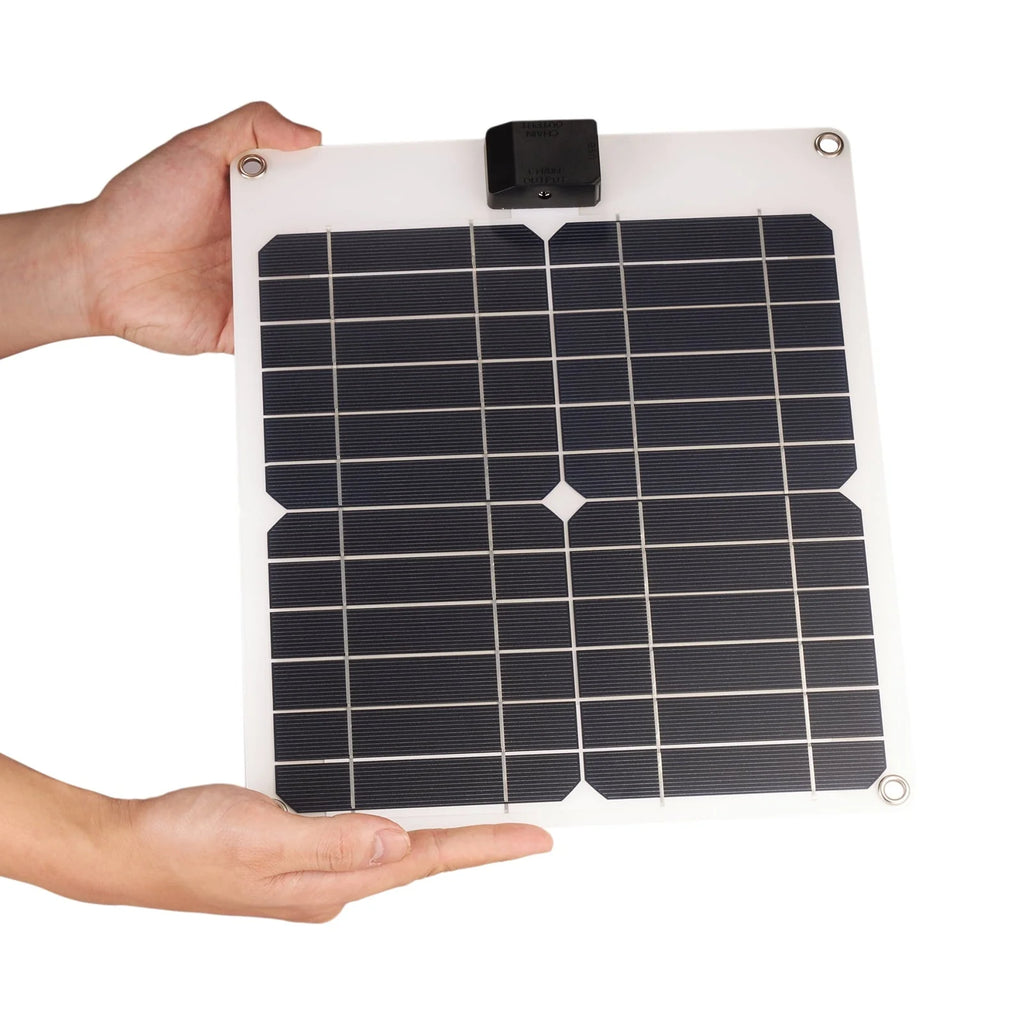 moobody 15W*2 5V/12V Solar Panel Car Battery with USB Chain Output Ports Portable Waterproof Trickle Battery & Maintainer for Car Boat Automotive RV Phones, Laptop Camera, 5V Devic
