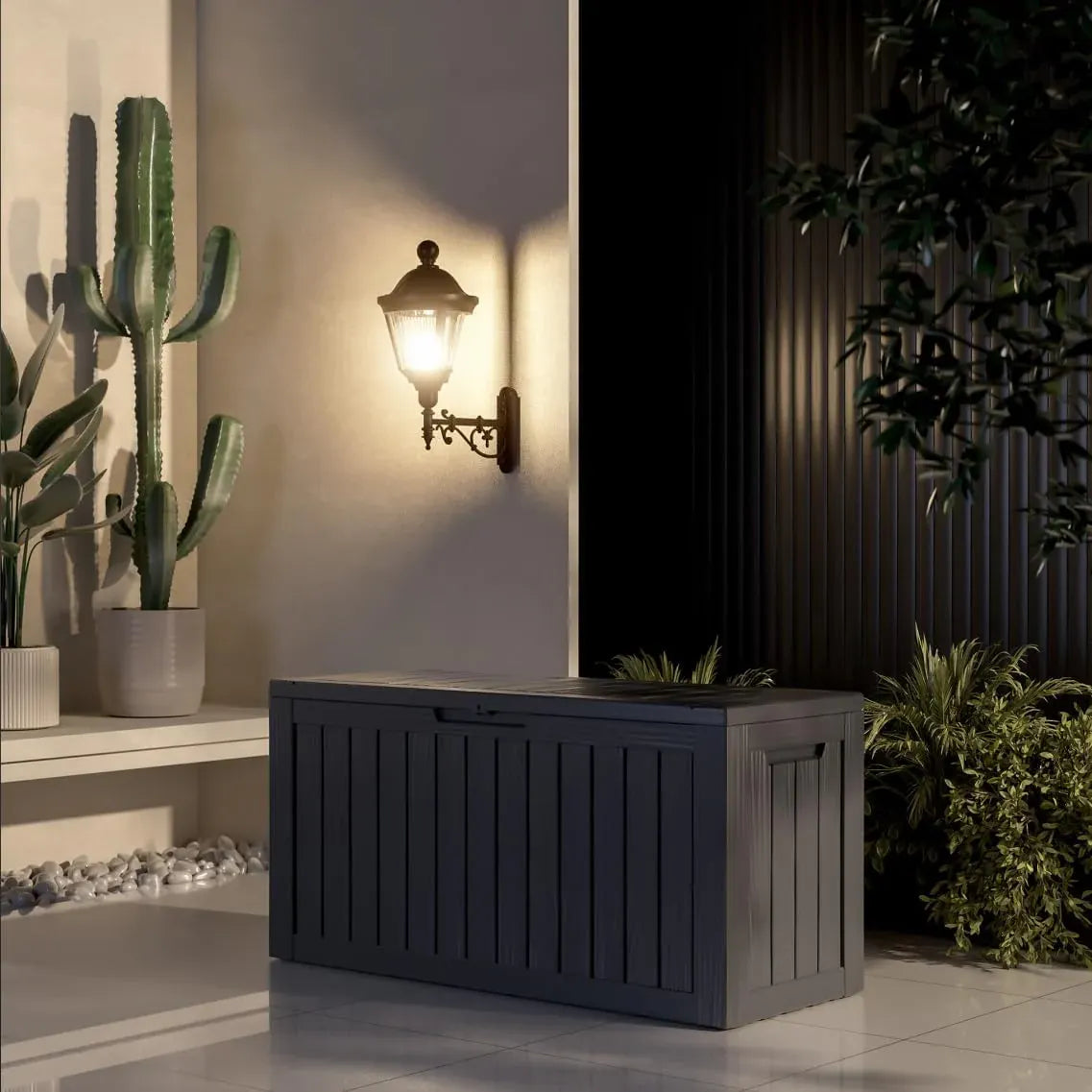 150 Gallon Outdoor Storage Cabinet, Large Outdoor Storage Box for Patio Furniture Covers, Cushion Pillows, Waterproof Deck Box with Lockable Lid for Garden Tools, Pool Accessories, Taupe