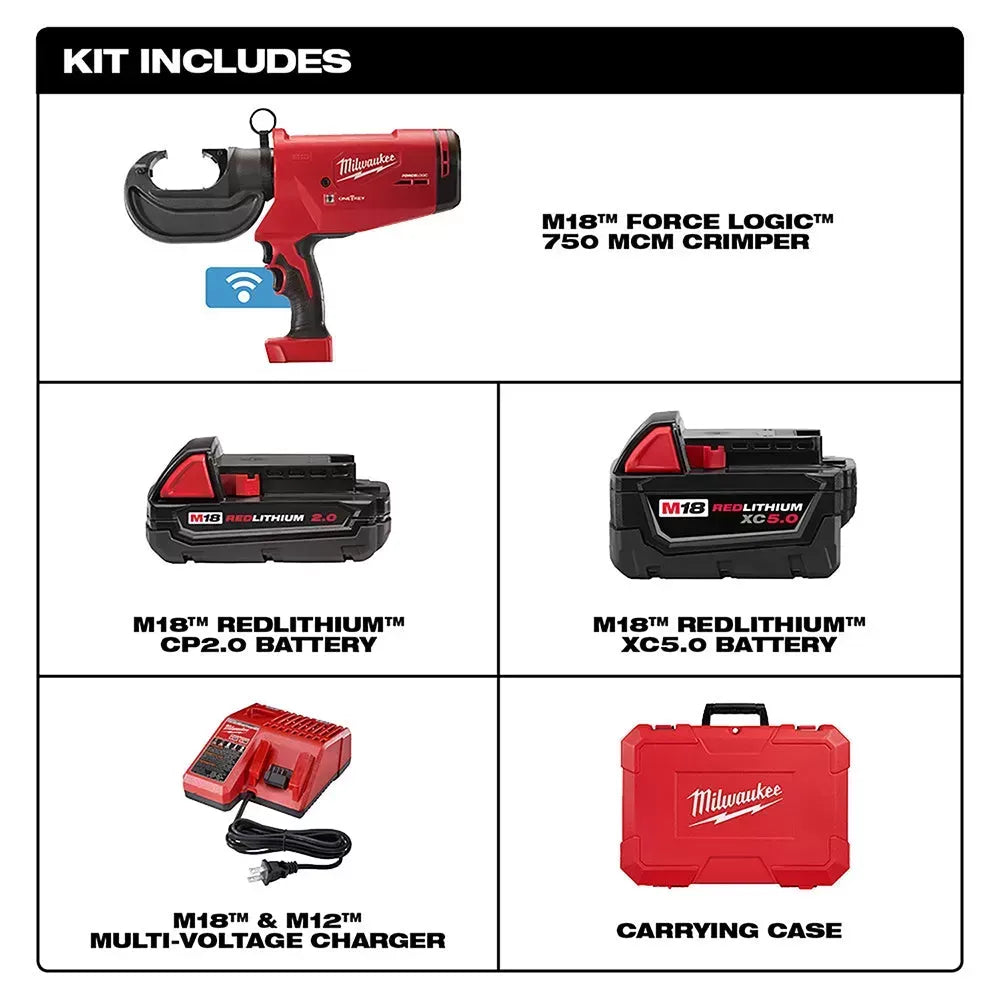 Milwaukee 2779-22 M18 18V FORCE LOGIC 750 MCM Cordless Li-Ion Crimper Kit