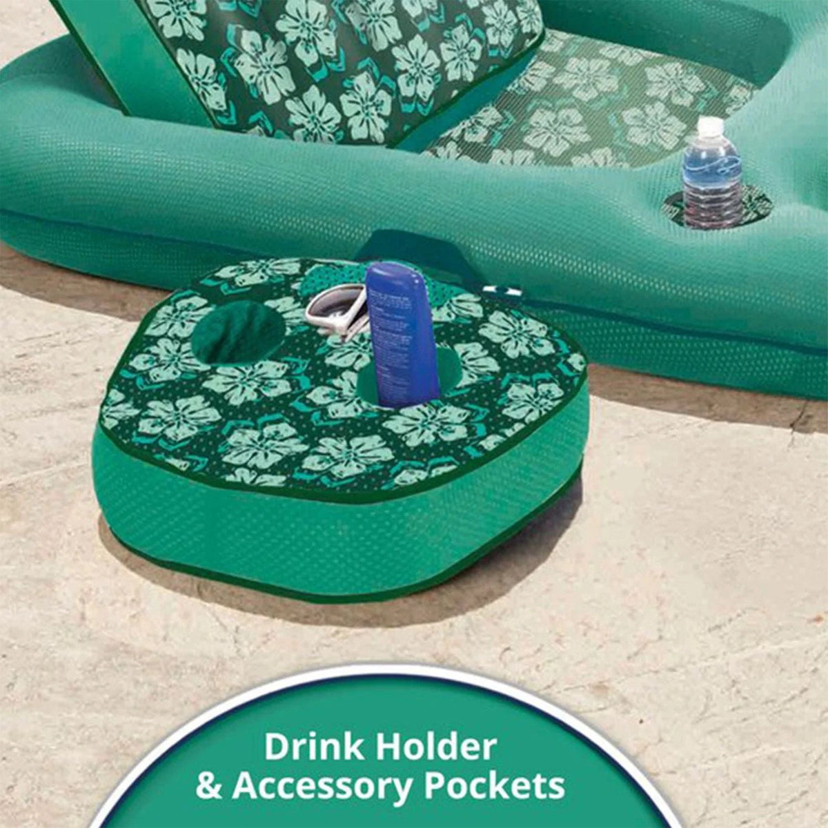Aqua Leisure Campania 2 in 1 Convertible Water Lounger Pool Inflatable， Floral