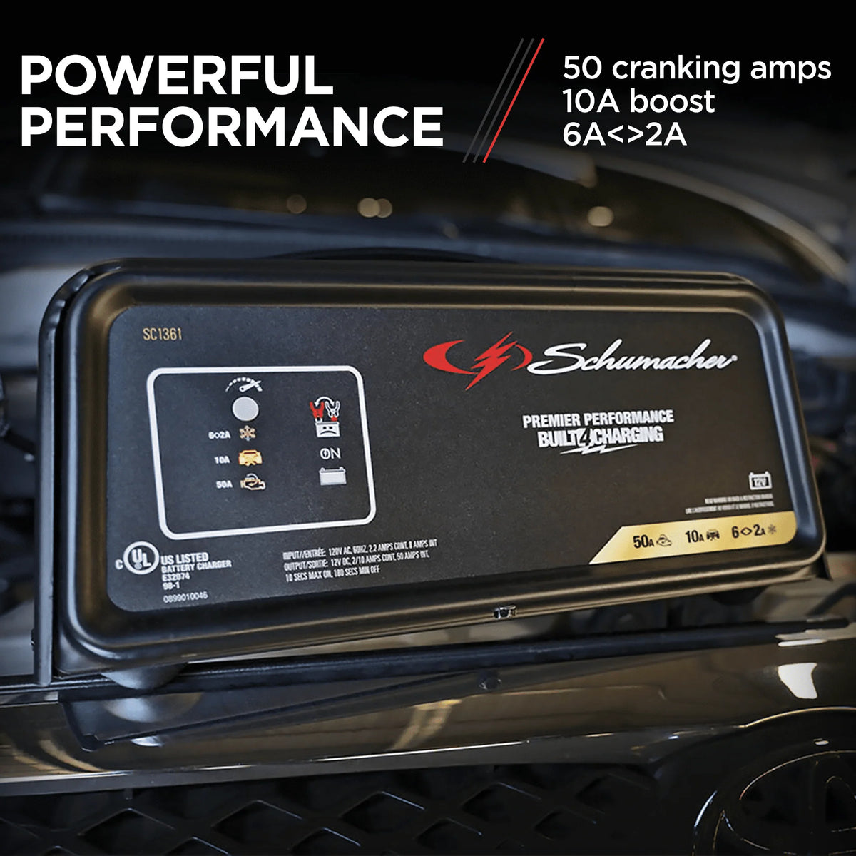 Schumacher 50A 12V Fully Automatic Jump Starter and Battery Charger – New in Box