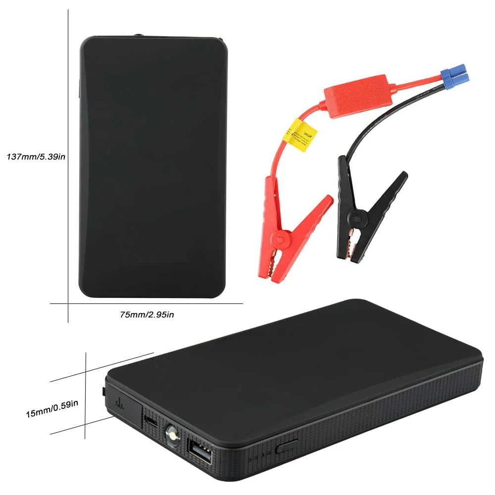 Battery Jump Starter,6000mah 12V Peak Portable Car Battery Charger, For Up To 4.0L Gas Car & 5.0L Diesel Car, With USB Quick Charge And Led Lights, Jump Starter For Phones/Laptop/ Motorcycles, ZJ13