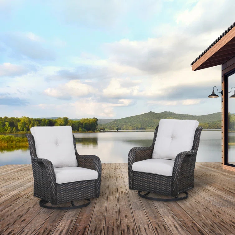 Wicker Rattan Swivel Patio Wicker Chairs (Set of 2)