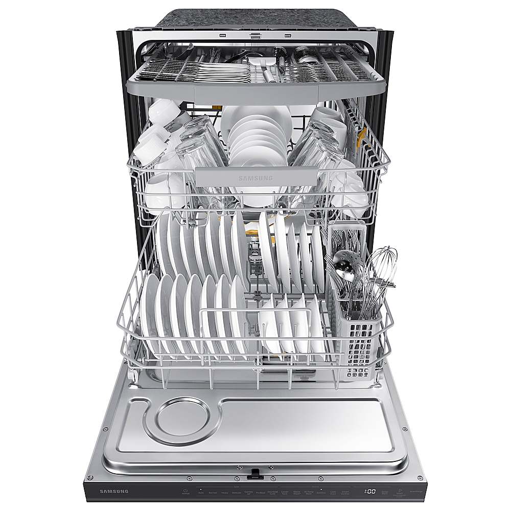 Samsung - Smart 44dBA Dishwasher with StormWash+ - Black stainless steel
